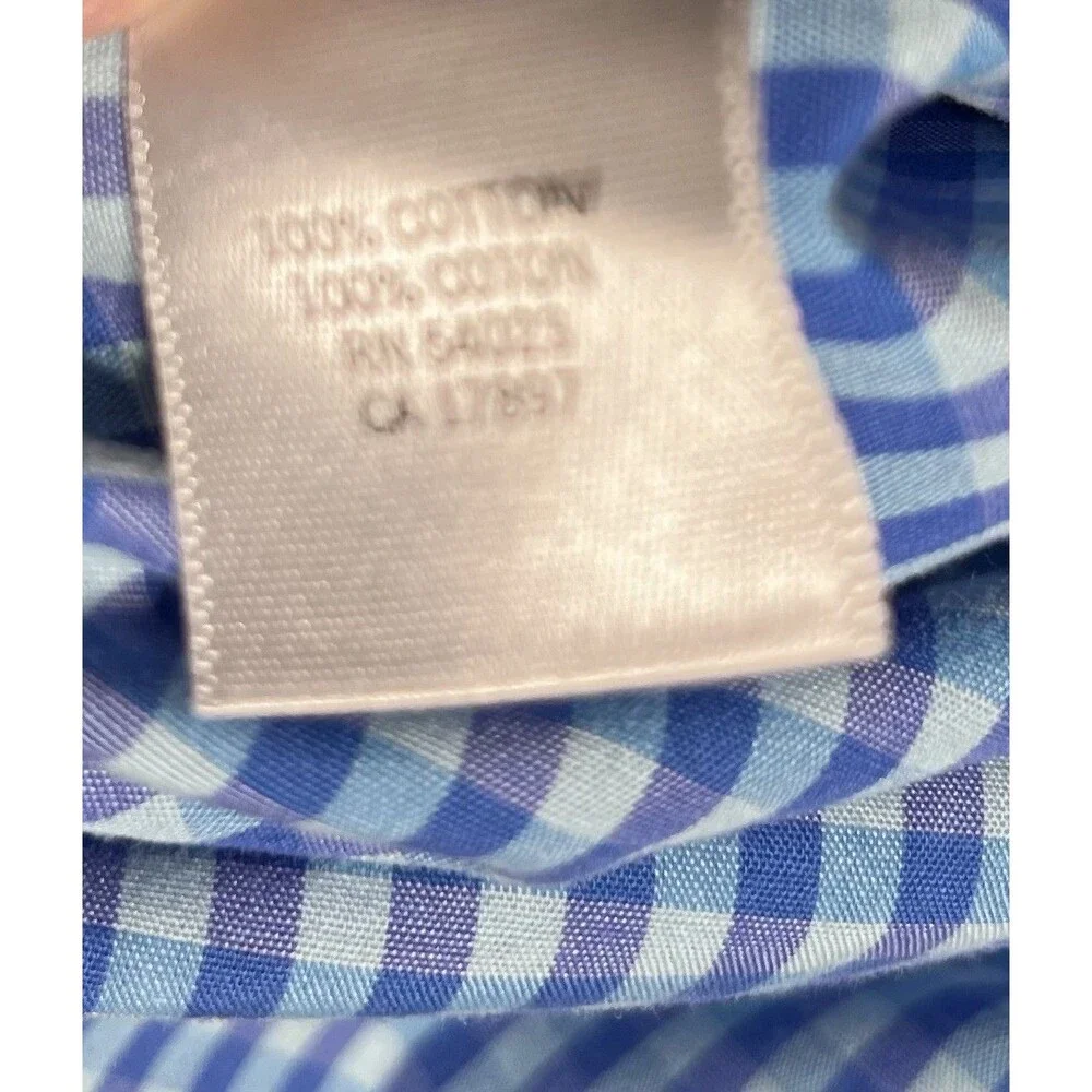 Banana Republic Shirt Mens L 16-16.5 34-35 Slim Fit Non Iron Blue Gingham Check